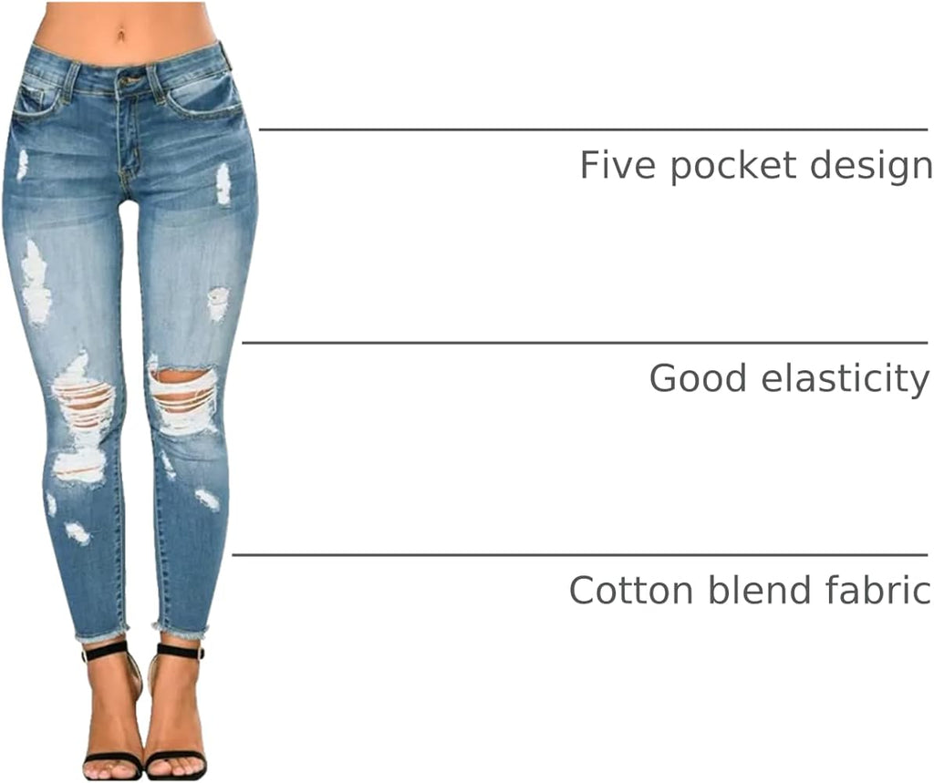Good Gyal Glam Skinny Ripped Jeans Stretch Distressed Destroyed Denim Pants