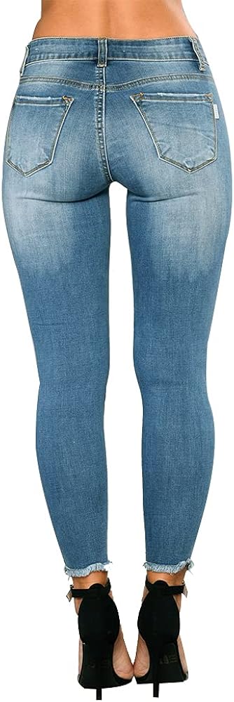 Good Gyal Glam Skinny Ripped Jeans Stretch Distressed Destroyed Denim Pants