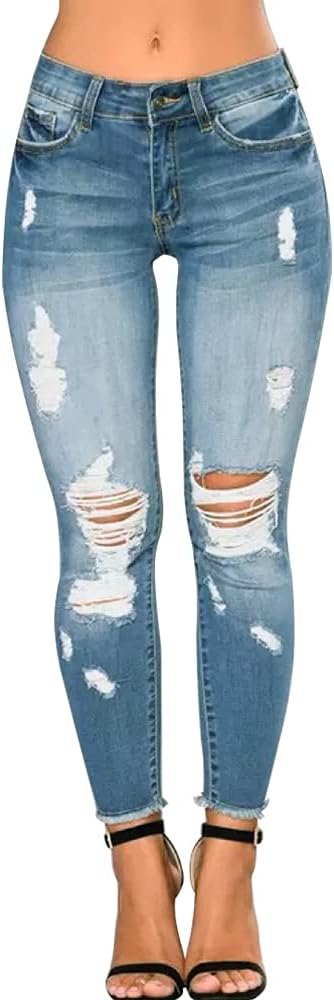 Good Gyal Glam Skinny Ripped Jeans Stretch Distressed Destroyed Denim Pants